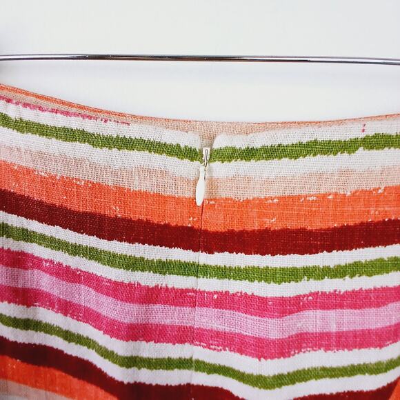 Talbots Established 1947 SZ 14P 100% Linen Self Cotton Lined Striped Skirt - Picture 3 of 5